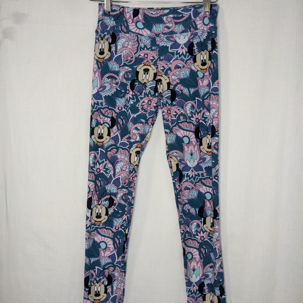 LuLaRoe Pink and Blue Disney Stitch Leggings